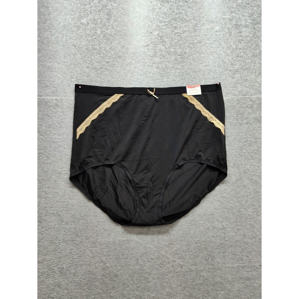 Cacique Women Briefs 18/20 Black Lace Details High Waist Elastic Pull On Casual